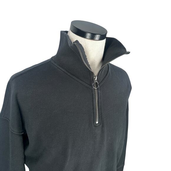 Athleta Cozy Karma 1/4 Zip Sweatshirt Women Small Black Long Sleeve Fleece Lined - Picture 3 of 10